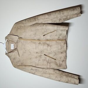 Lost + Wander Jacket Neutral Faux Leather Faux Fur Lined Zip Up Small